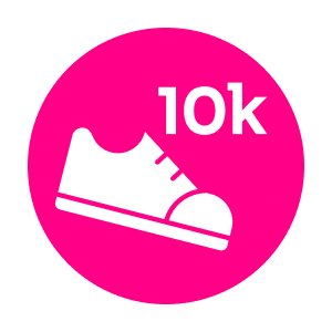 An icon of a running shoe alongside the word '10K'.