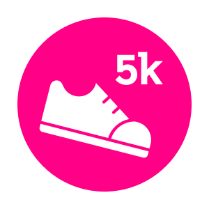 An icon of a running shoe alongside the word '5K'.