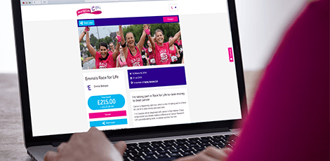 A laptop showing someone's Giving Page screen.