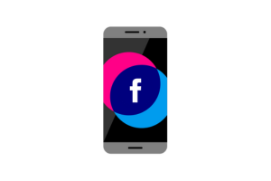A phone icon with the Facebook logo on the screen