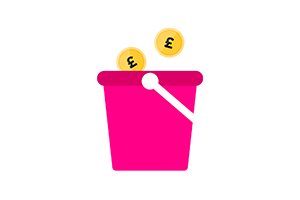 Collection fundraising bucket illustration