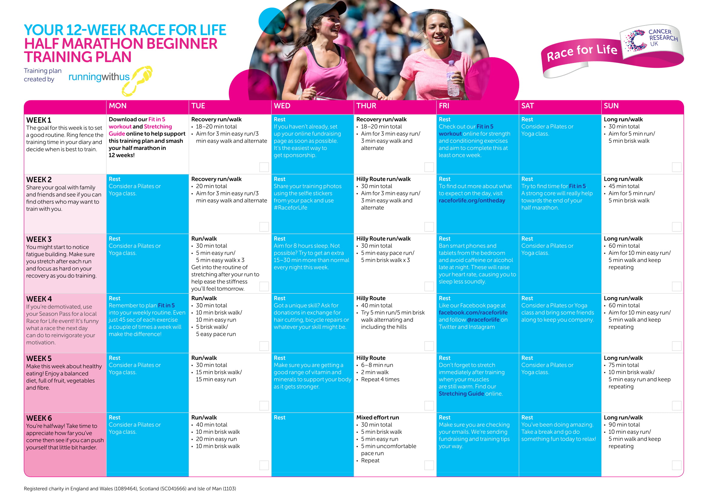 half marathon training plans | race for life | cancer research uk