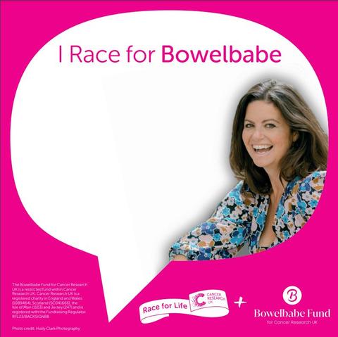 Race for Life for Bowelbabe Back Sign