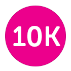 10k in a pink circle icon