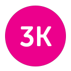 3k in a pink circle icon