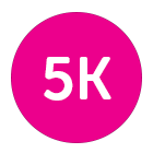 5k in a pink circle icon