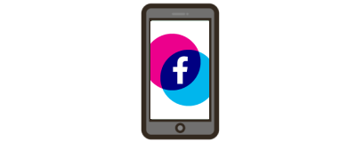 Illustration of mobile phone with the Facebook logo on it